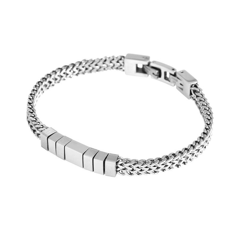 Geoffrey Beene Menâ€™s Stainless Steel Double Franco Chain Bracelet with Extension (Silver) - Image 3